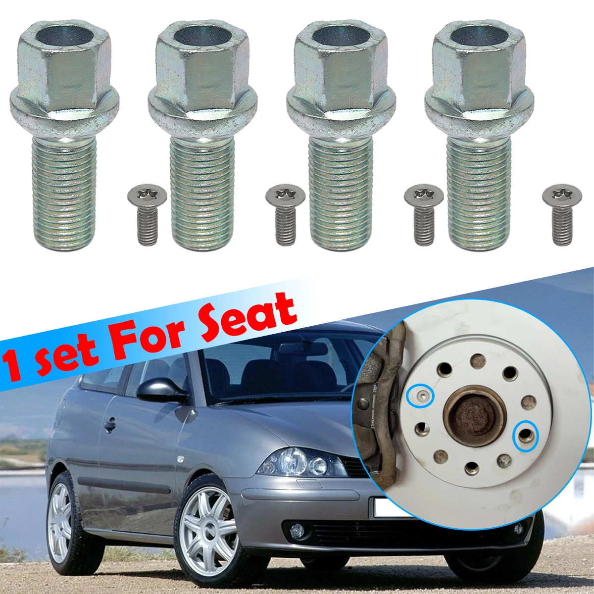 

SET Car Wheel Tyre Nut Stud Lug Brake Rotor Disc Countersunk hub Tyre Screw Bolt For Seat Toledo Leon Ibiza Exeo Cordoba Altea