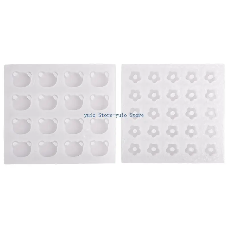 X7XB Bear Flowers Silicone Mold Keyring Pendant Handmade Ornaments Mold