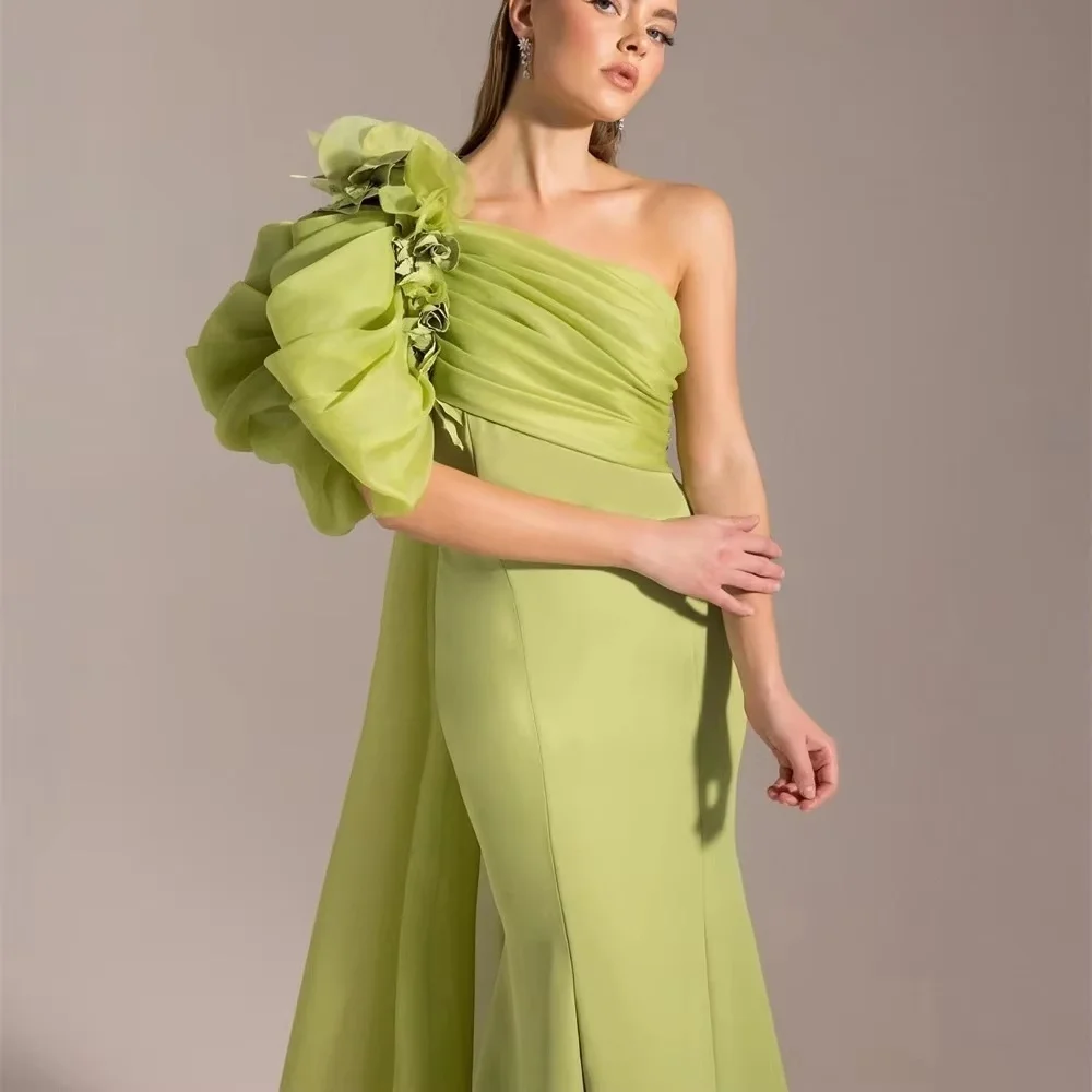 Customized Mermaid Evening Dress Gorgeous Sleeveless Prom Dresses Ruched Formal Occasion Shining Ruffles Party Gown Robe Soiree