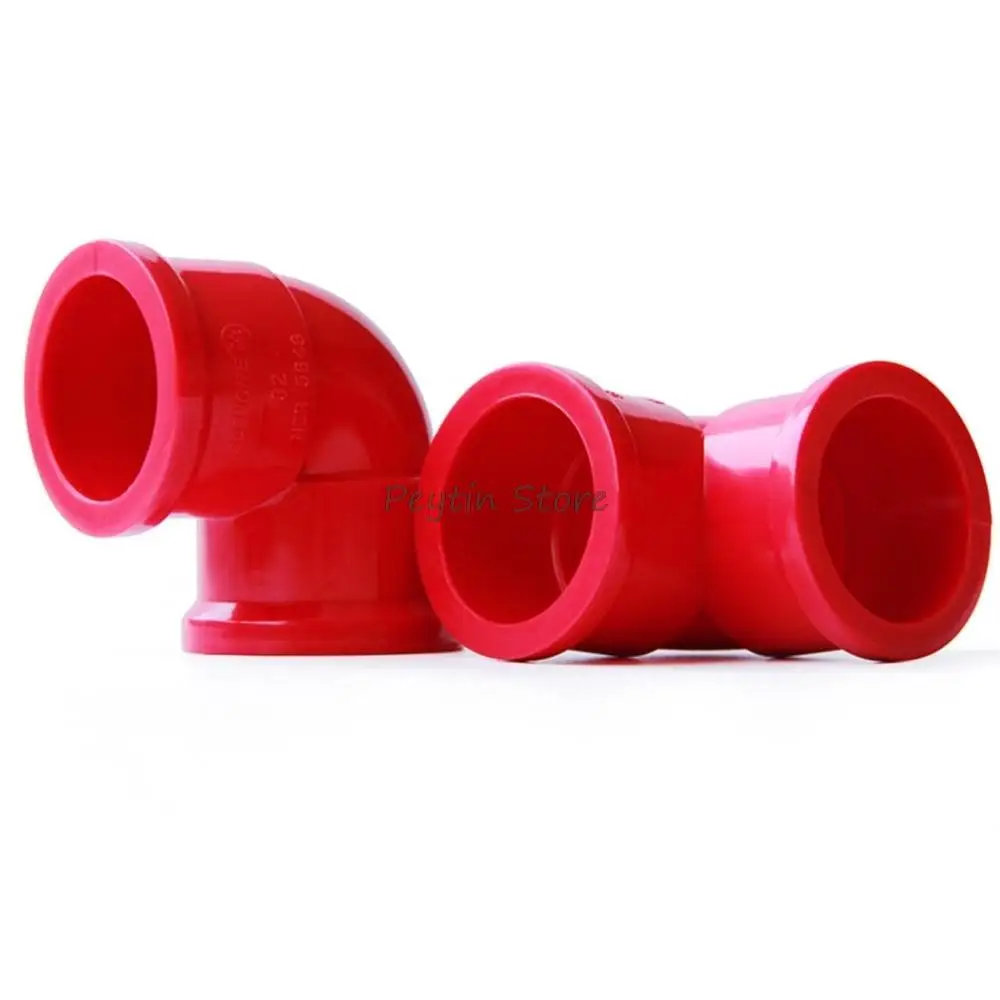 1Pc Inside Diameter 20/25/32/40/50mm PVC Red Straight Tee Elbow Water Supply Pipe Fittings