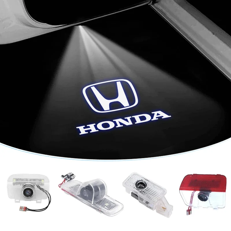 2/4Pcs LED Car Door Projector Light Welcome Lamps For Honda Civic Accord Fit Jazz CRV BRV HRV Insight Pilot Passport TYPE-R