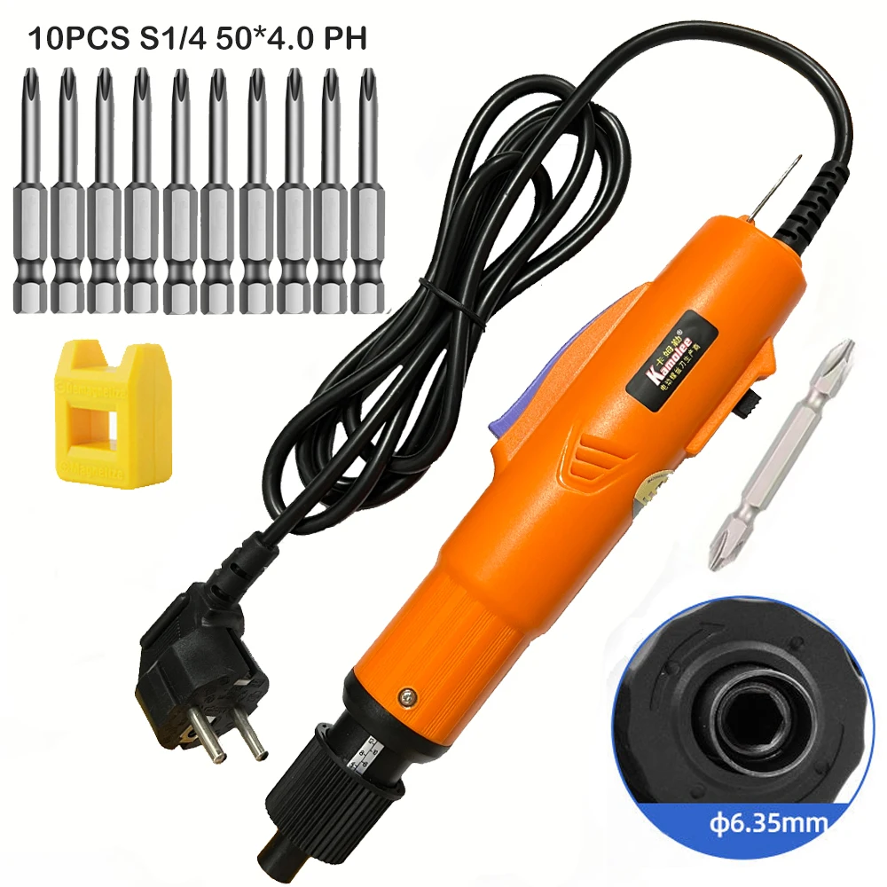 

Промышленная электрическая отвертка 220 В с 10 шт. 50*4,0 мм, электрическая отвертка, 1500 об/мин, инструмент для ремонта мастерской