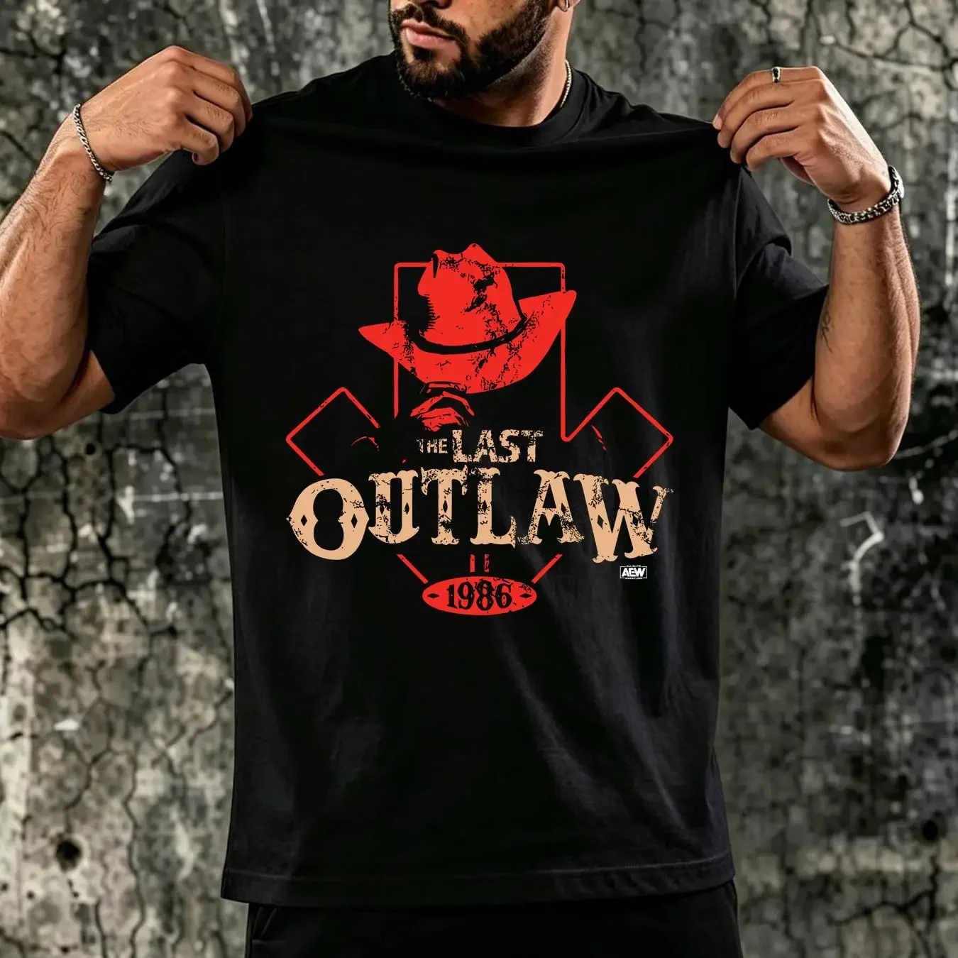 washed T Shirt JEFF JARRETT THE LAST OUTLAW AEW Official long or short sleeves vintage Washed Breathable Unisex fashion