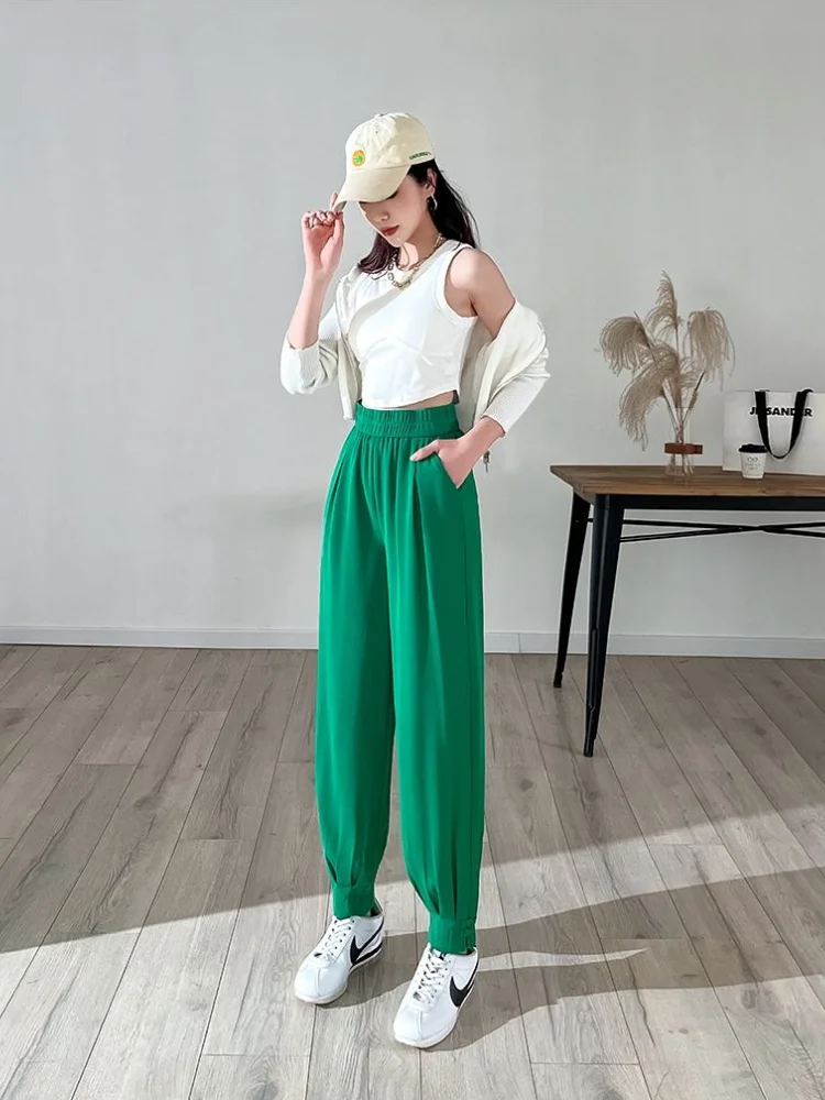 

Summer Blue Baggy Women's Harem Pants Loose Green Female Trousers Comfortable Stretch New in Outfits 90s All Medium Casual 2025