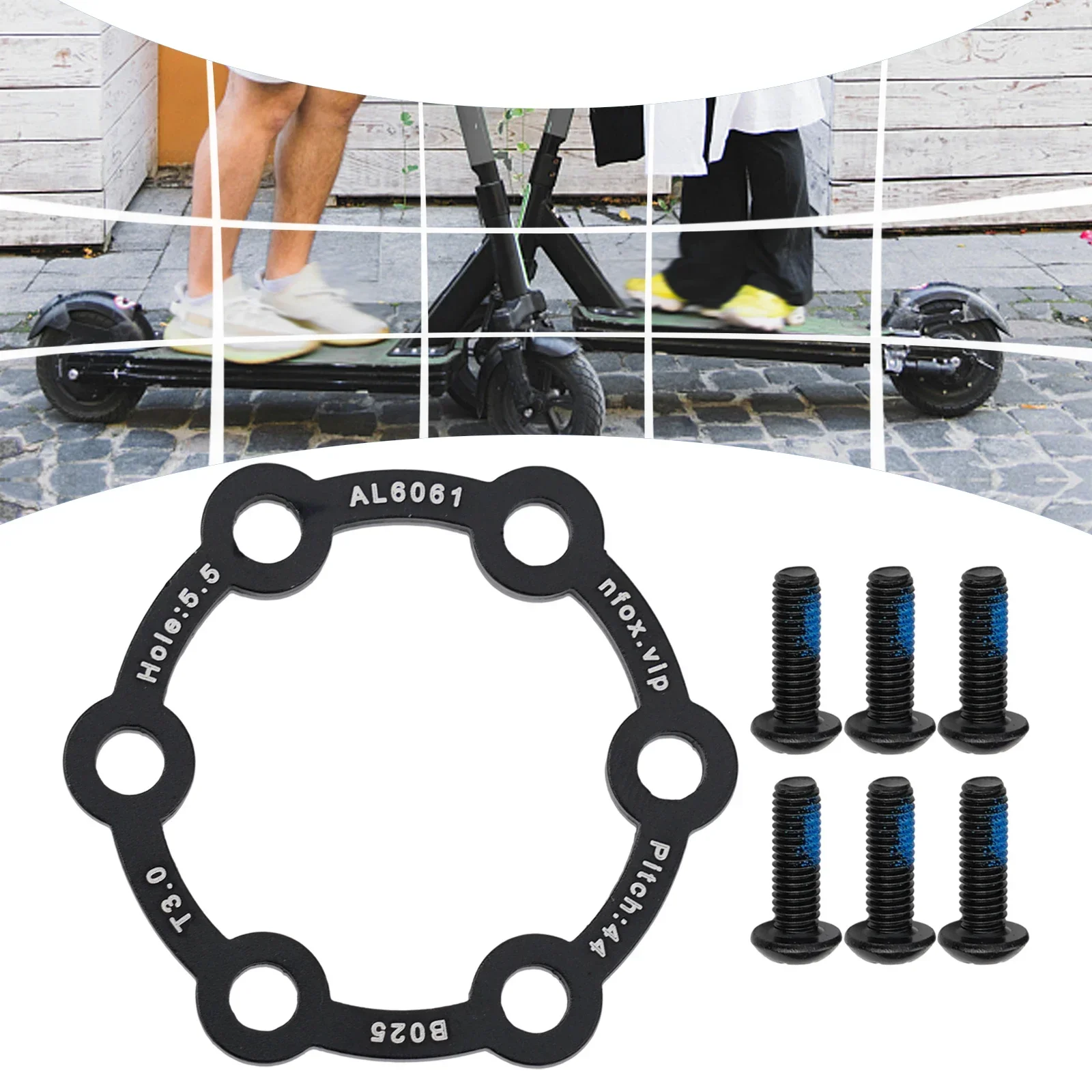 Brake Pads Brake Disc Electric Scooter With Screws 6-hole Aluminum Alloy Hub Brake Disc Gasket Hub Heightening Pad Outdoor