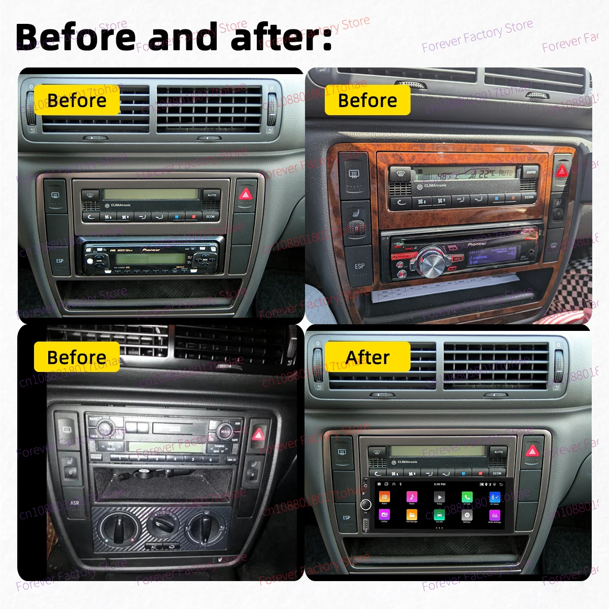 ل VW Volkswagen Passat B5 البديل 1997-2005 1 Din راديو أندرويد Carplay أندرويد السيارات 6.86 "ستيريو سيارة الوسائط المتعددة رئيس وحدة BT #2