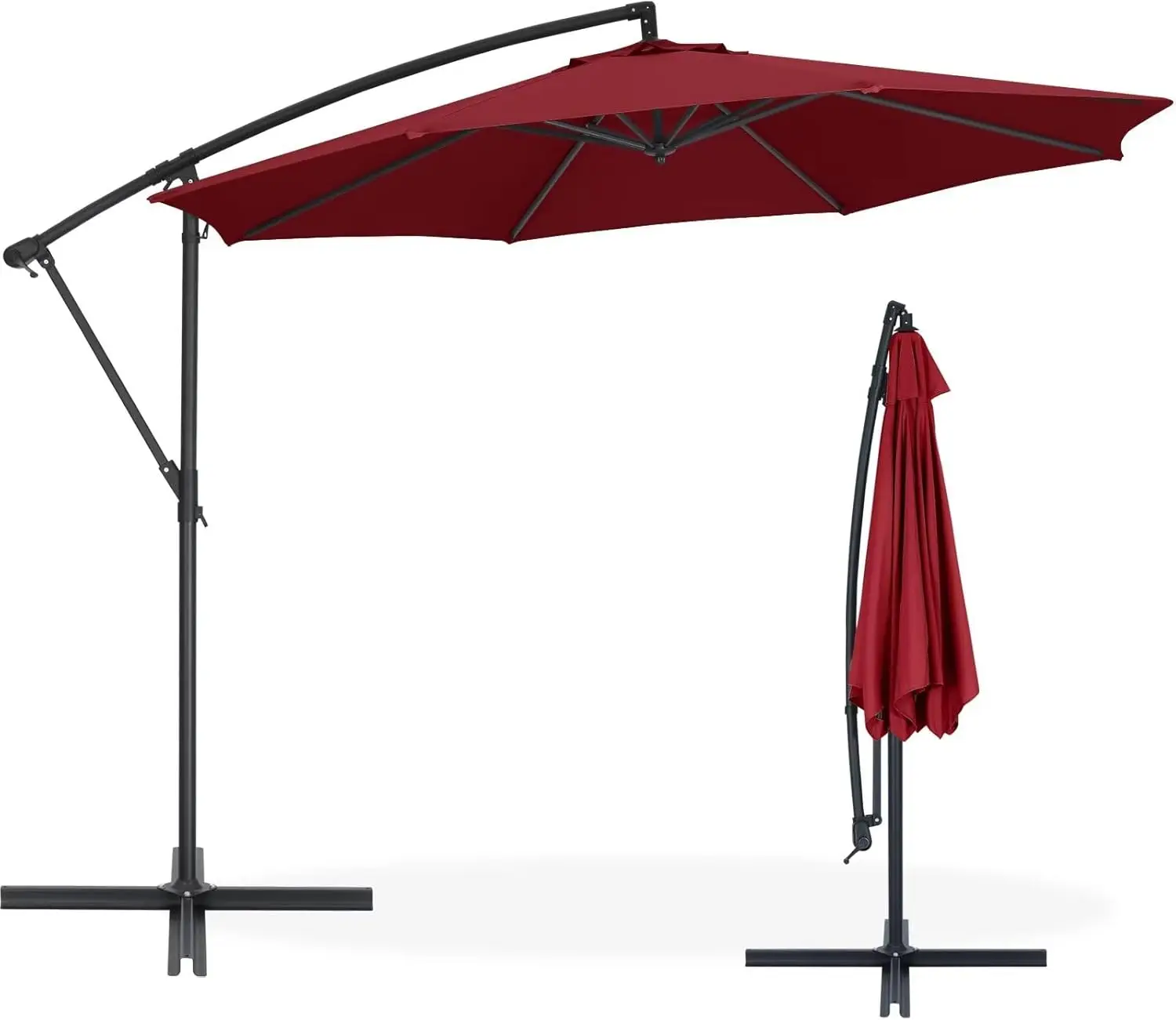 

Cantilever Patio Umbrella 10FT Outdoor Umbrella with Tilt, 360-Degree Rotation & Cross Base, Offset Hanging Umbrella Waterproof