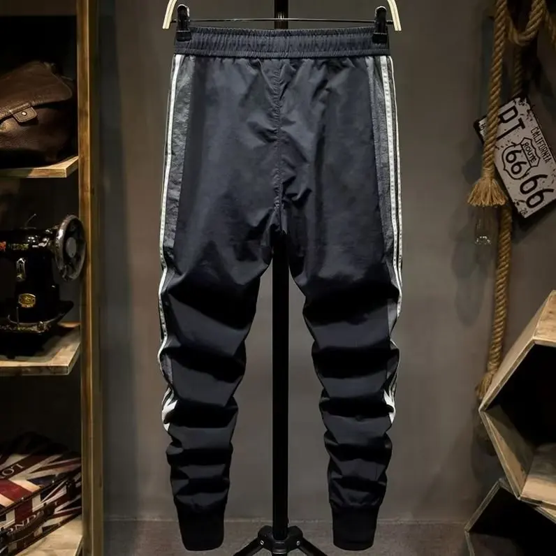 

Мужские повседневные рабочие брюки с эластичным поясом, модные, цветные, свободного кроя, летние, быстросохнущие, карго, в стиле ретро, для молодежи, спортивные