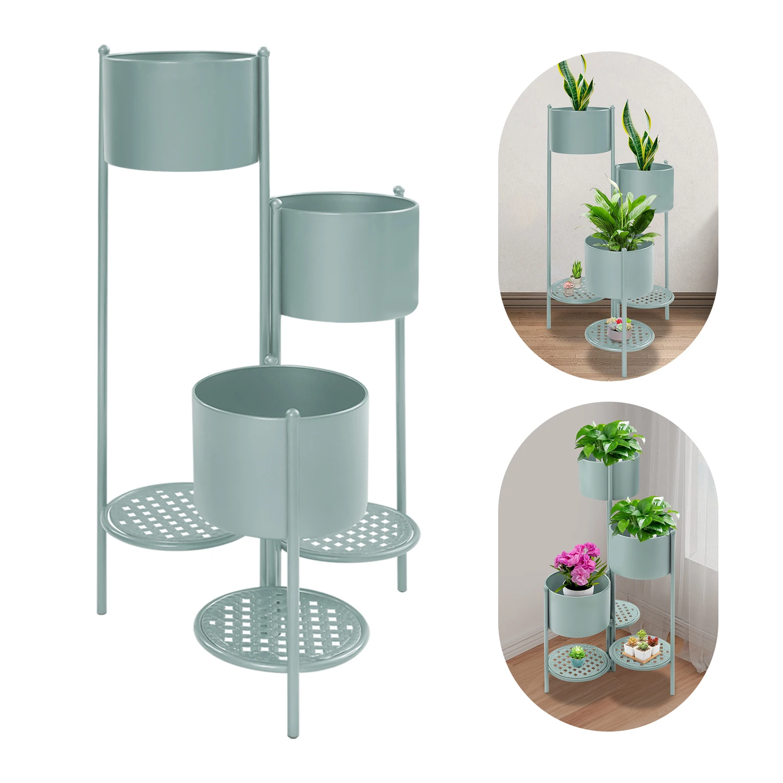 

Железная угловая подставка для цветов 40 * 79,5 см, подставка для цветочных горшков, подставка-лестница для растений - светло-зеленая