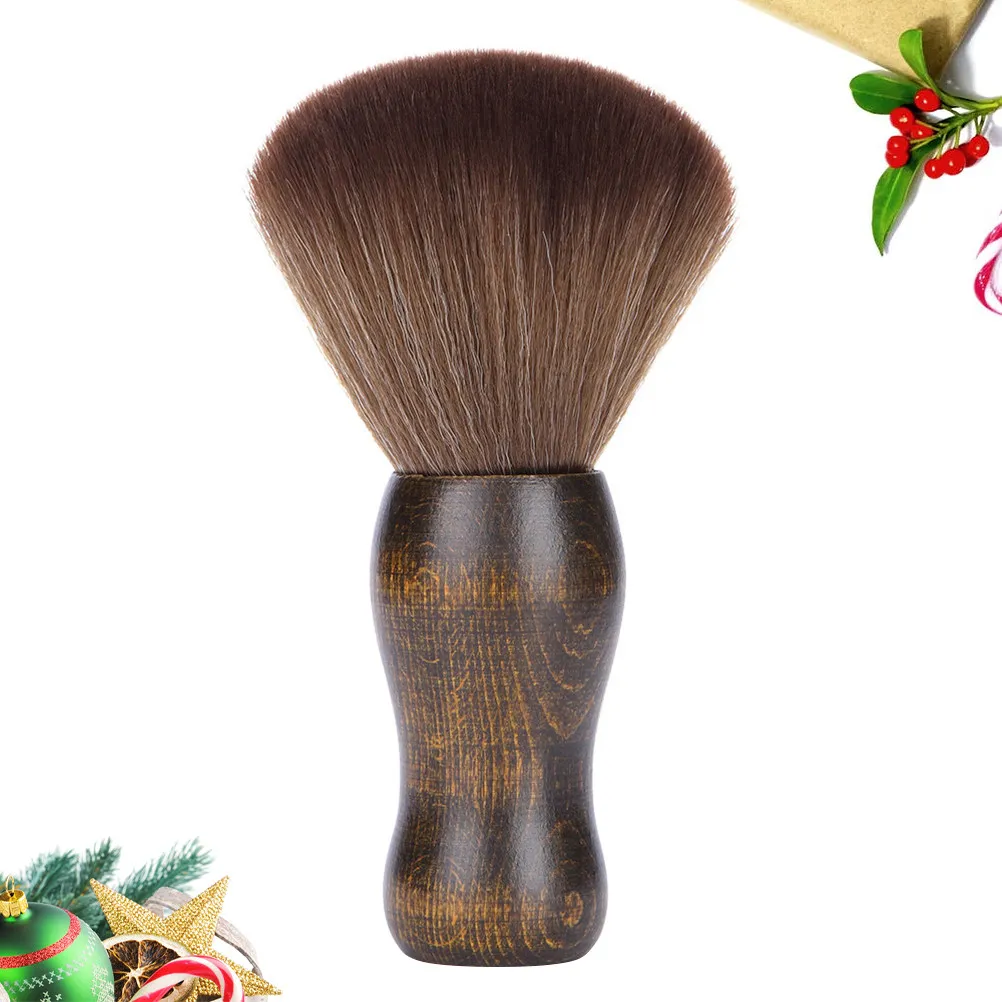 

Wooden Handle Fiber Hair Brush Professional Neck Duster for Haircut Shaving Salon Use Easy Dust Hair Removal Comfort Grip