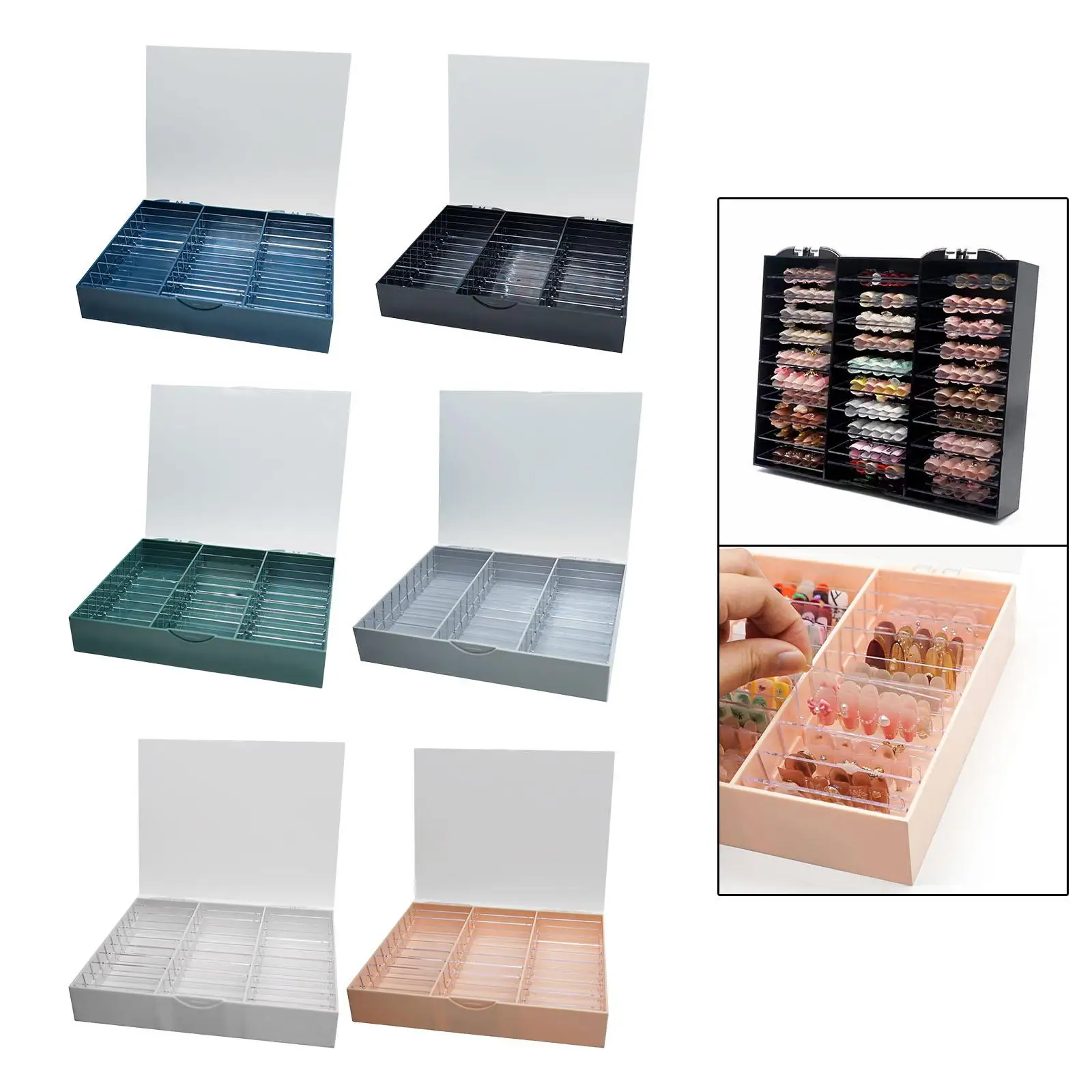 

Nail Art Storage Box 30 Grids Nail Storage Box Large Capacity Nail Tips Display Storage Box for Nail Salon Home Use Nail False