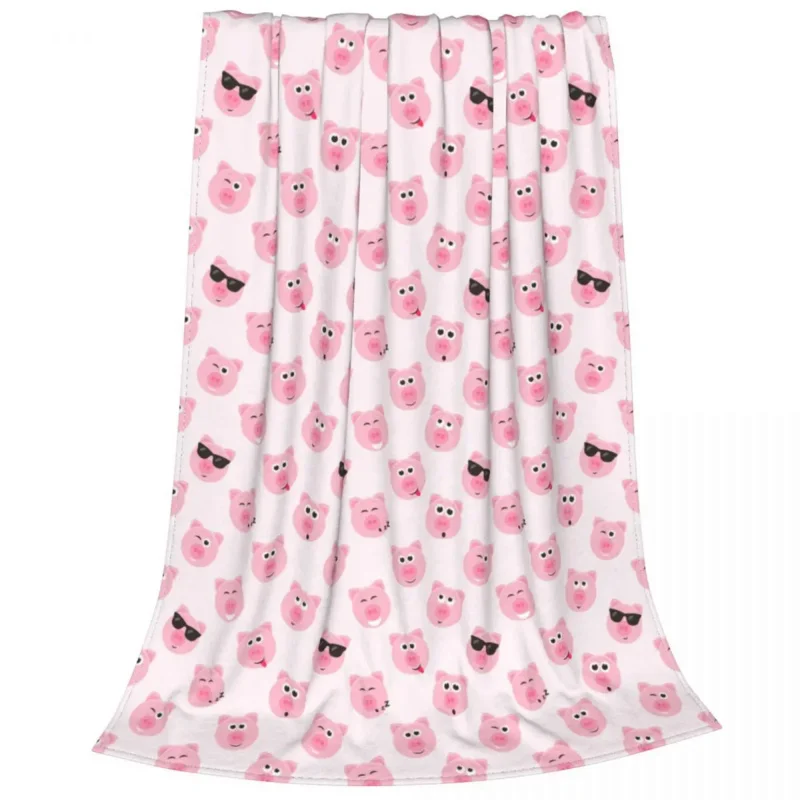 

Pink Cartoon Cute Pig Animal Blanket Flannel Summer Breathable Lightweight Thin Throw Blankets for Bedding Travel Bedding Throws