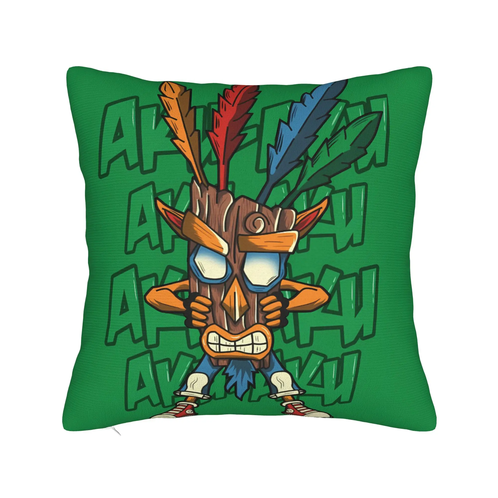 Crash Bandicoot Green Mask Pillow Cover  Graphic Cushion Cover Morden Pillow Case For Wedding Party Home Decor