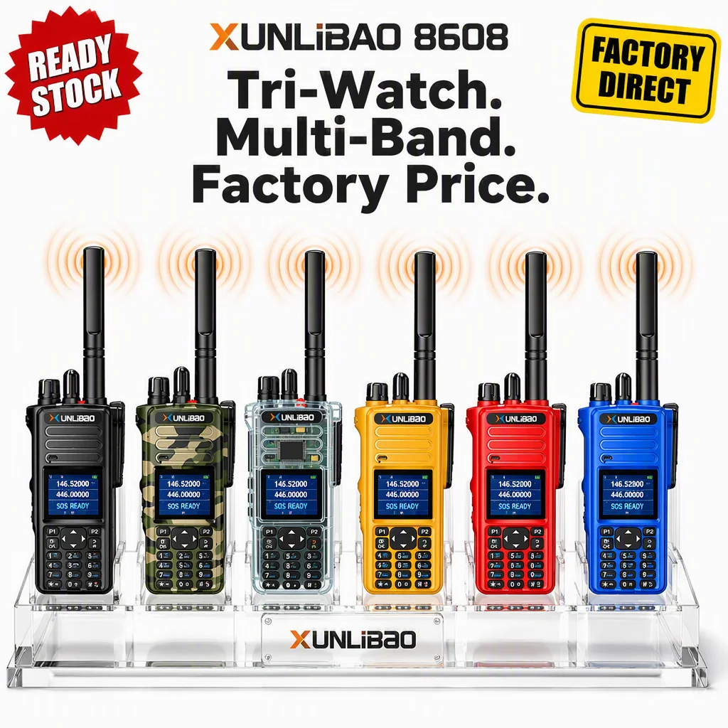 XUNLIBAO 8608 Factory Wholesale Ready Stock Fast Shipping 10W Multi-Band Ham Radio NOAA Type-C Charger Handheld Walkie Talkie
