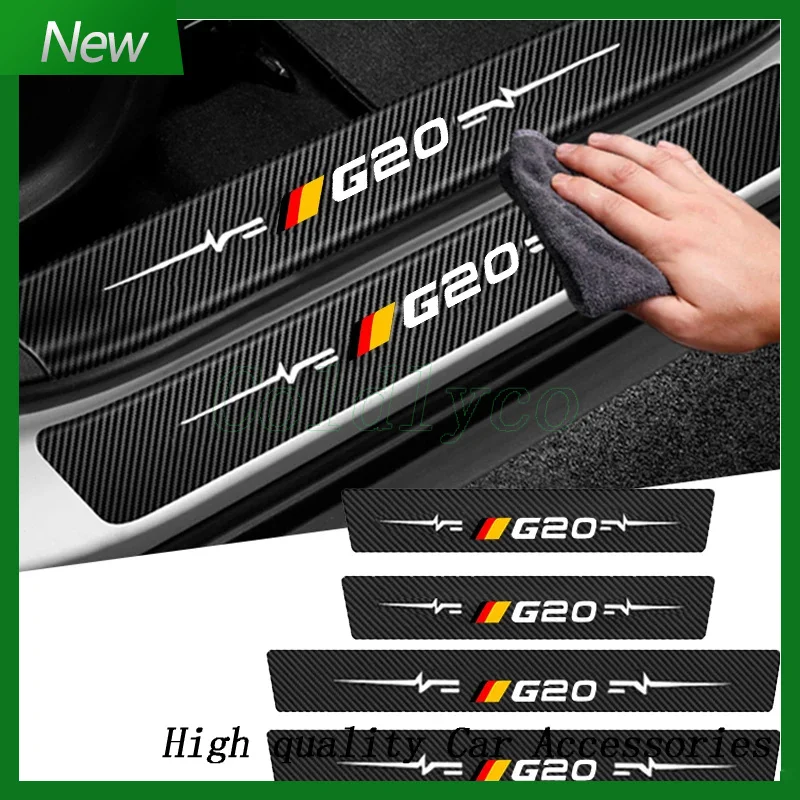 Car Stickers Anti Scratch Door Sill Protector Threshold Protection for G20 Logo 3 Series Carbon Fiber Styling Accessories