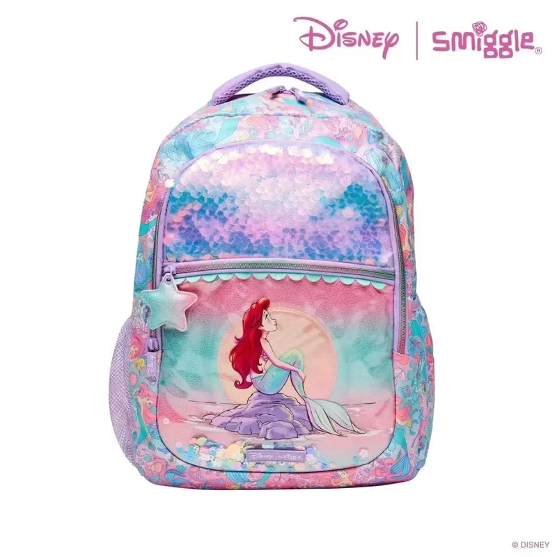 Genuine Smiggle Disney The Little Mermaid Ariel Schoolbag Elementary School Girls Children\'S Large Capacity Lightweight Backpack