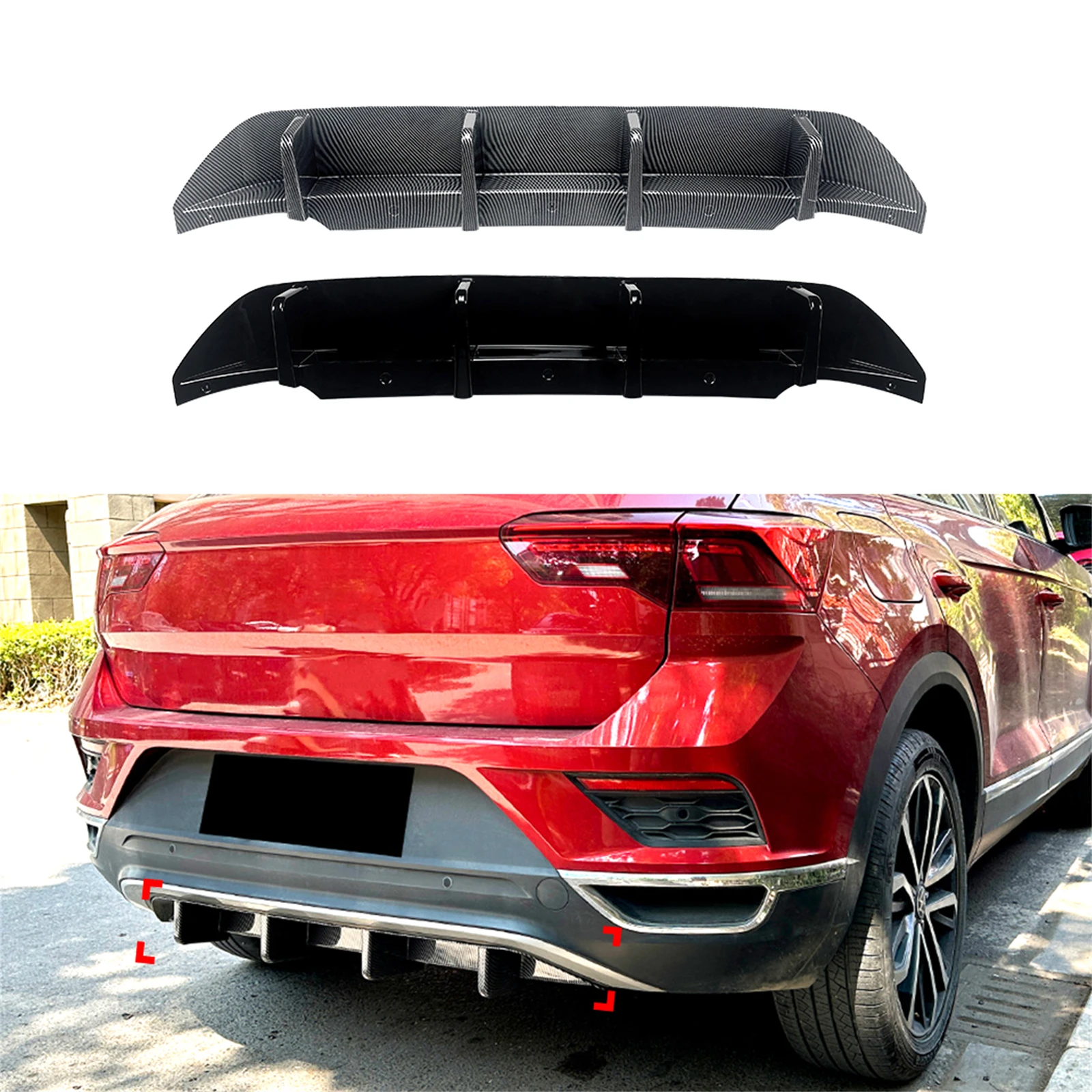 

Rear Bumper Diffuser Bracket Splitter Lip Boot Spoiler For Volkswagen VW T-Roc 2018-2022 Base Version