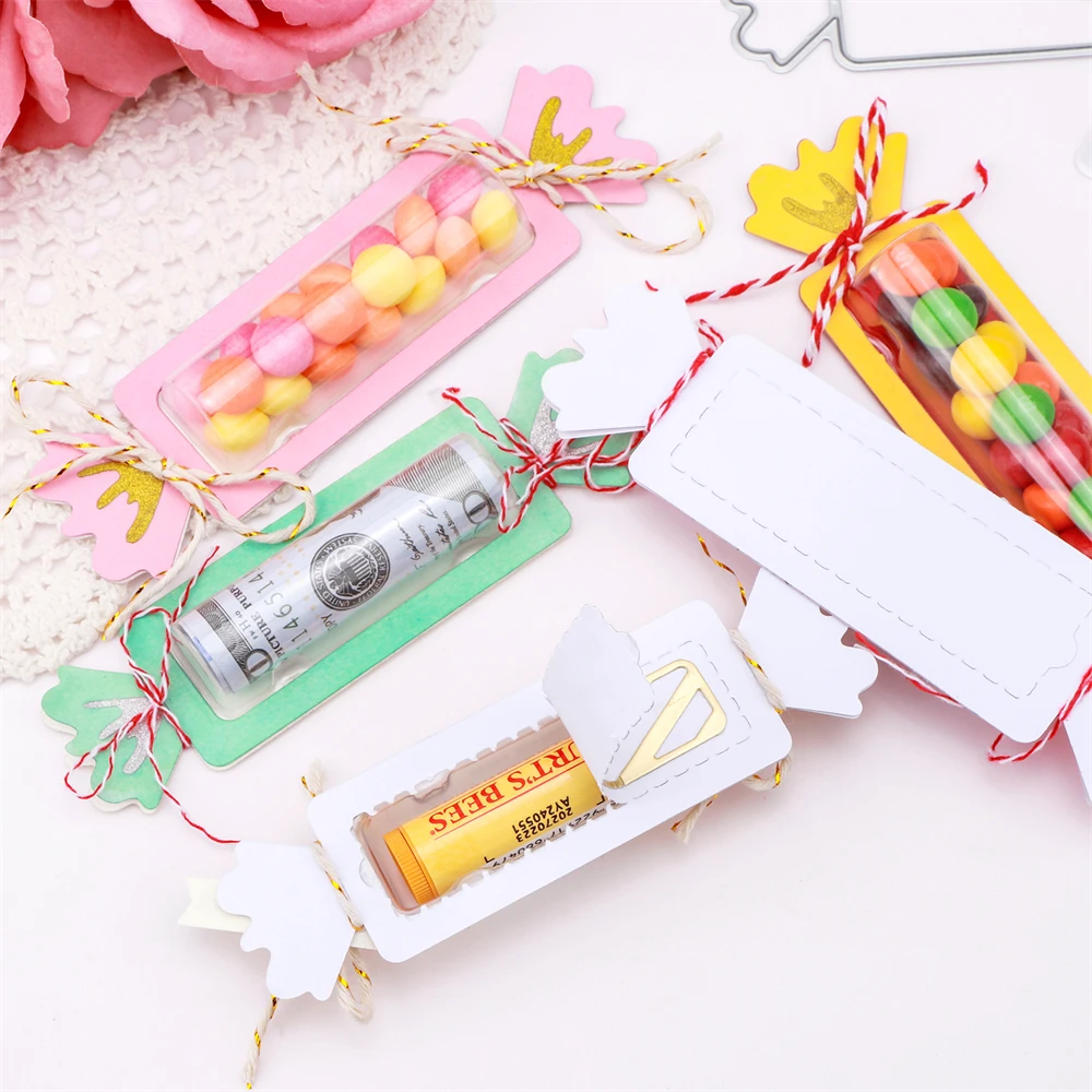 3D Domes and Tag Candy Die Self-Adhesive Lip Balm Pouches Money Holder for DIY Craft Gift Shaker Cards Making Clear Shaker Cover