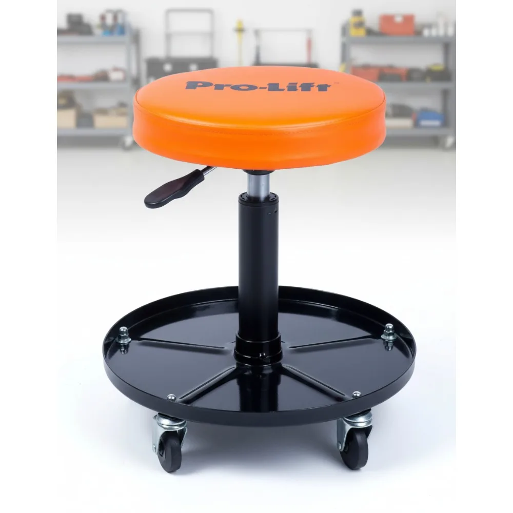 

Сверхмощный пневматический табурет Creeper емкостью 300 фунтов, 360° ° Поворотные ролики и лоток для инструментов — черный/оранжевый для механиков своими руками
