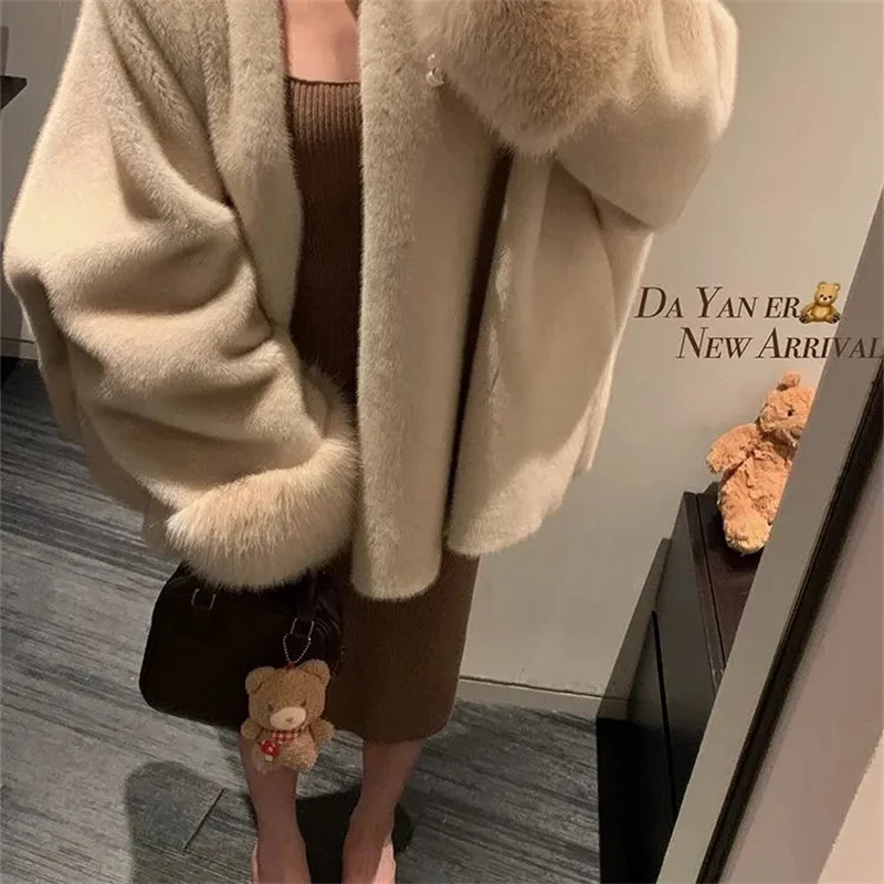 Manteau en fausse fourrure de vison écologique pour femme, manteau à la mode, coupe ample, Style Socialite, nouvelle collection automne et hiver 2025