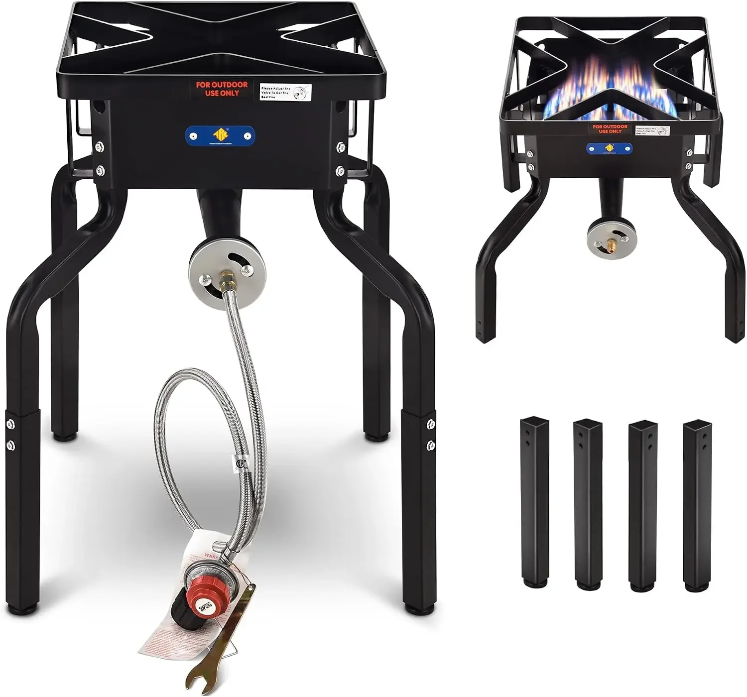 ARC Propane Burner Camp Stove Outdoor Gas Cooker with Removable Height Adjustable Legs, 200,000 BTU High Pressure Single