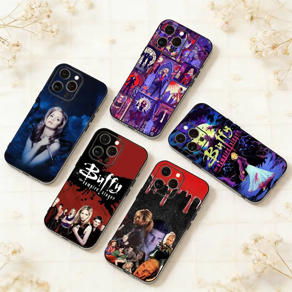

B-Buffy the Vampire Slayer Phone Case For iPhone 17,16,15,14,13,12,11 Plus,Pro Max,XS,Soft Silicone Black Cover
