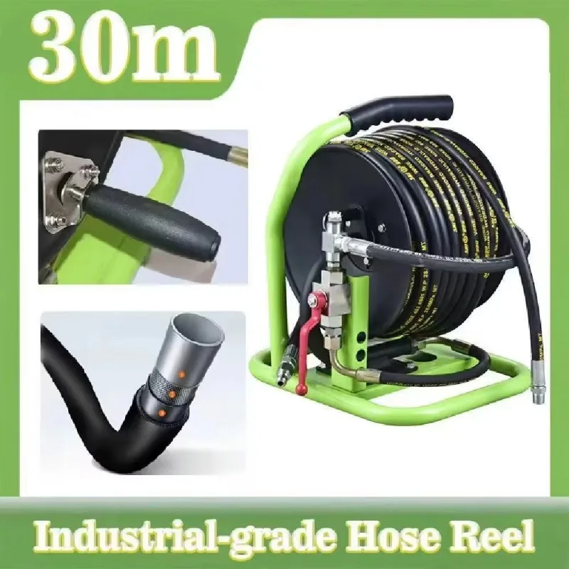30M Por  Manual High Pressure Water Jet Hose Reel For Sewer Jetting Cleaning