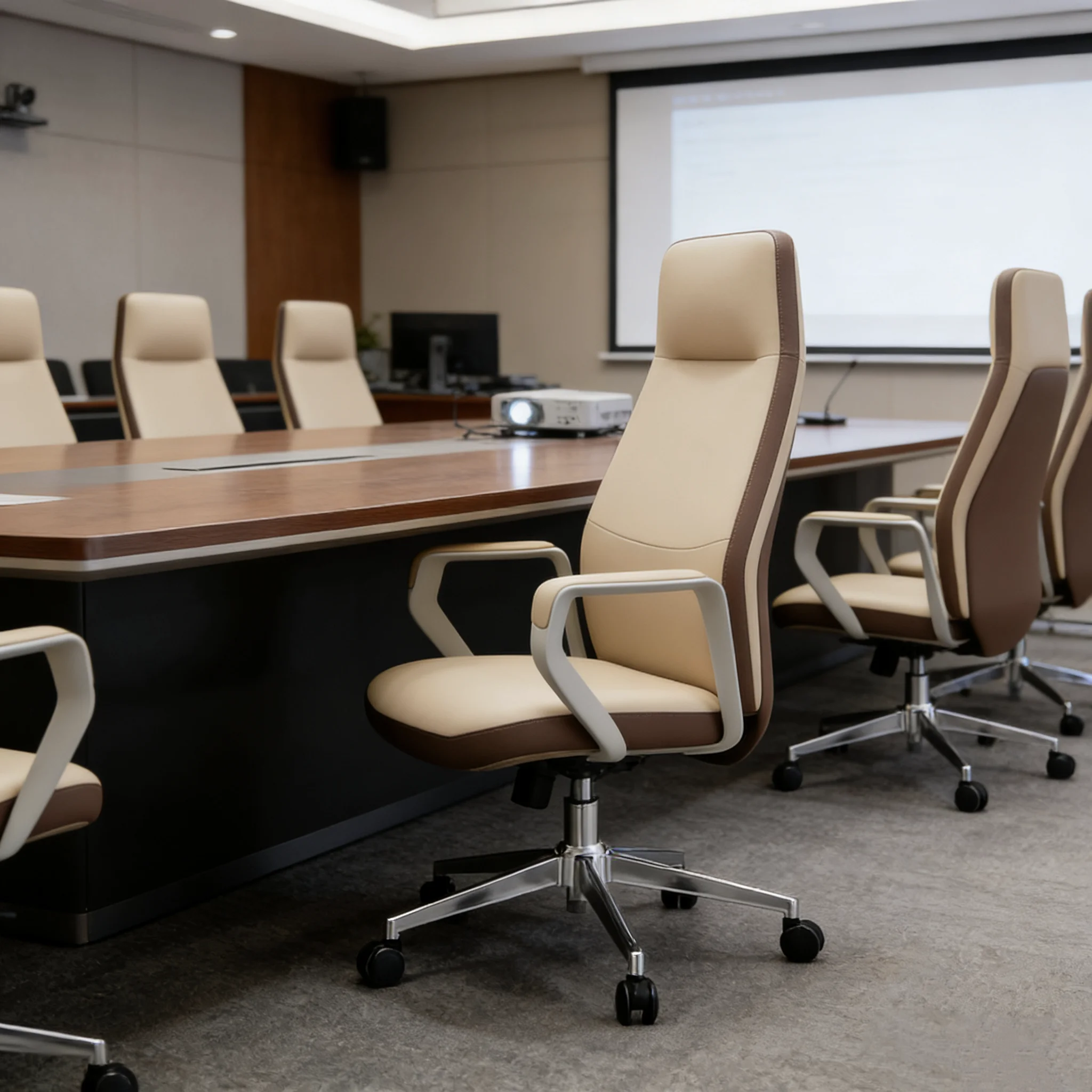 

Commercial Modern Sleek Elegant Ergonomic Executive Boss Level Comfortable Support High Back Synthetic PU Leather Office Chair