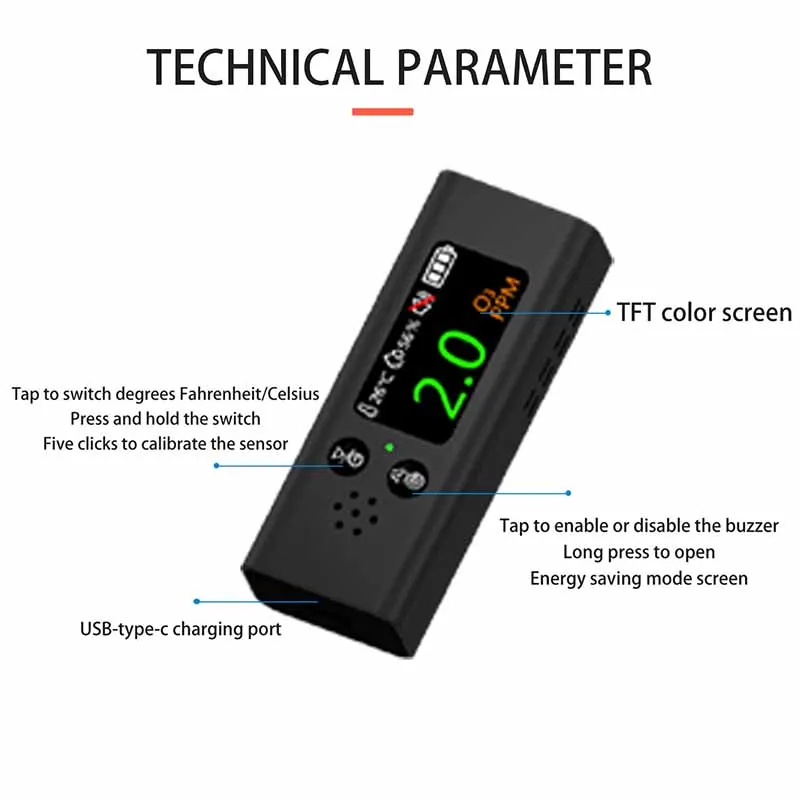 Handheld Ozone Detector  High-Precision Air Quality Monitor Multifunctional Intelligent Ozone Meter Portable Gas Sensor Analyzer