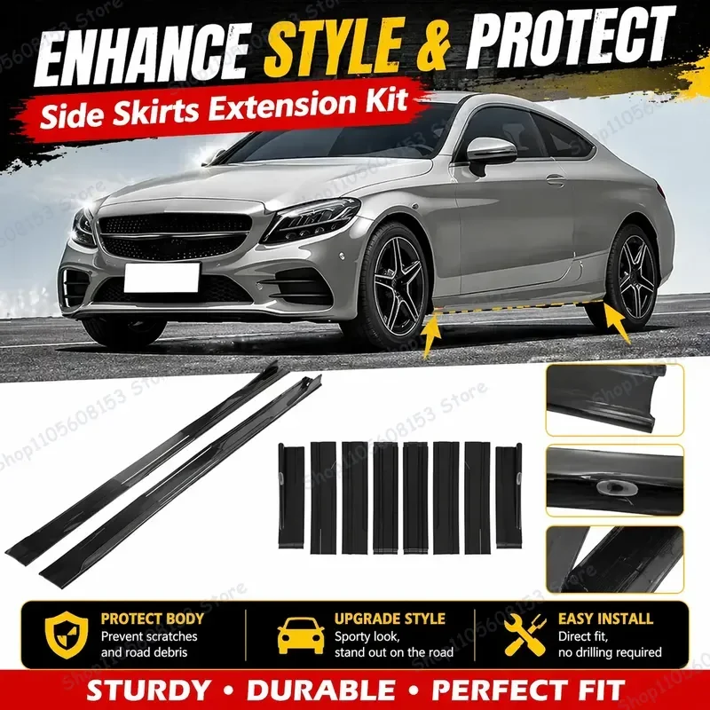 For Benz C Class W205 W206 2017–2026 Aerodynamic Side Skirt Extension Lip Racing Spoiler Kit Sporty Body Kit Car Styling