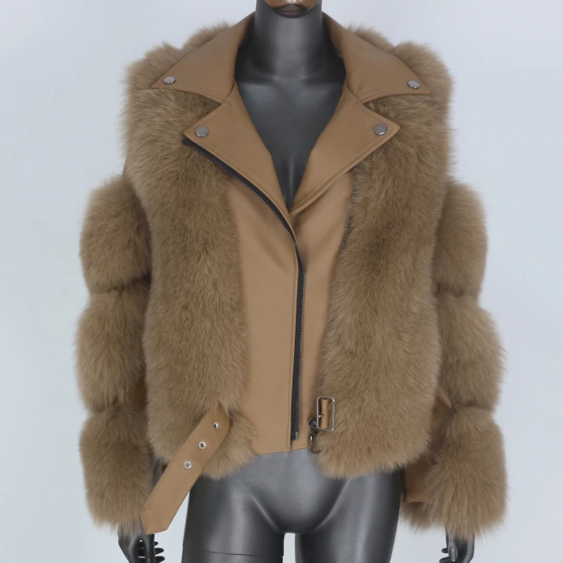 FURYOURSELF 2023 New Warm Real Fur Coat Vest Winter Jacket Women Natural Fox Fur Genuine Leather Outerwear Detachable Locomotive