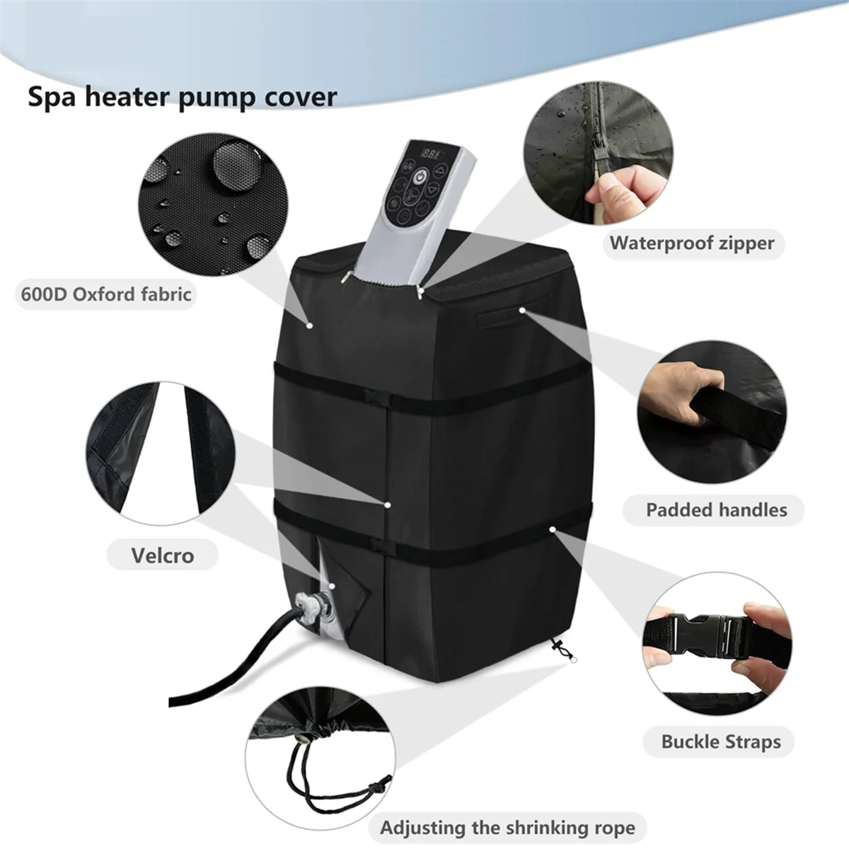 

A59T Hot Tub Spa Heater Pump Cover,Waterproof Hot Tub Insulated Pump Cover for Multiple