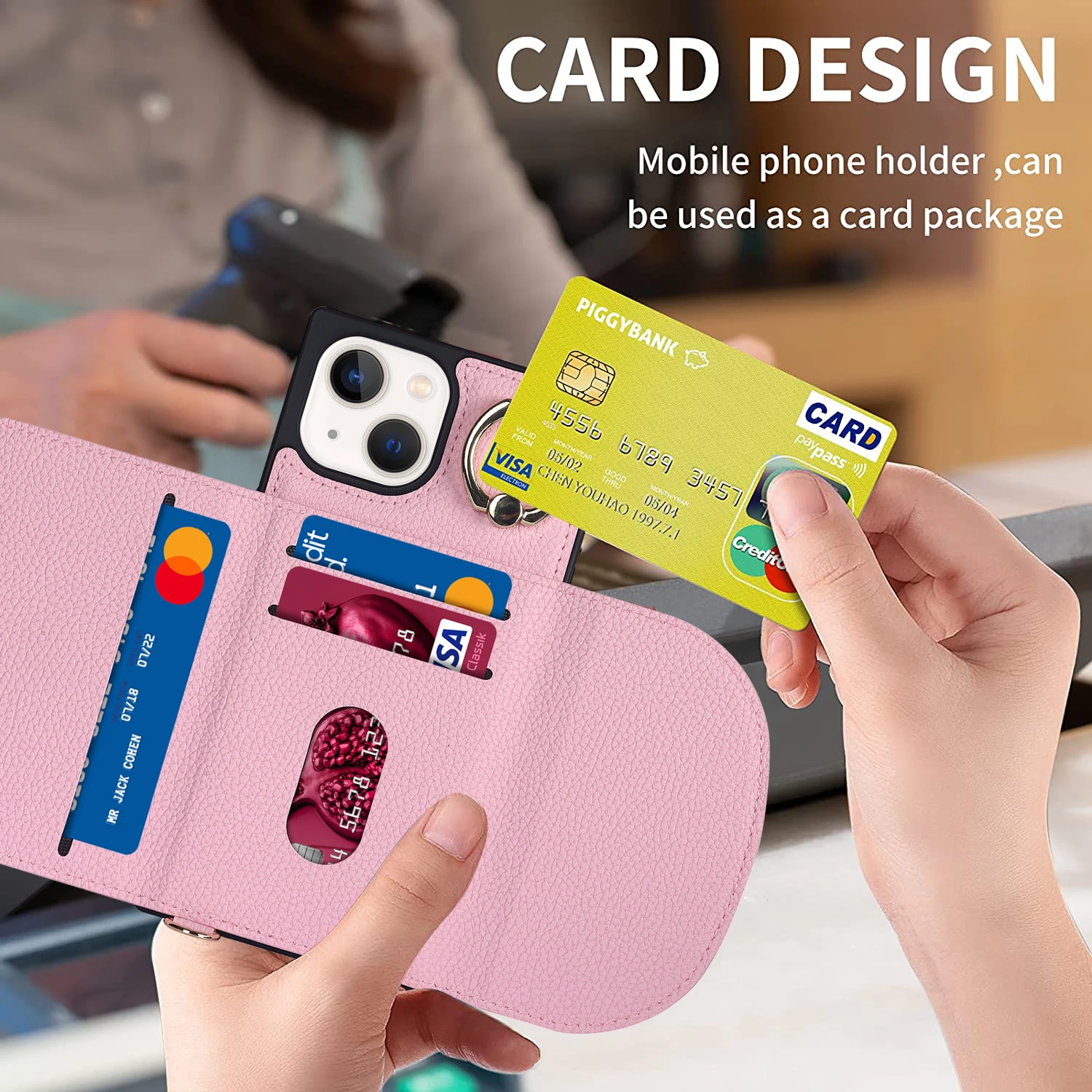 Funda de cuero de lujo para teléfono iPhone 14 Pro Max Stents cartera ranuras para tarjetas funda a prueba de golpes para iphone 14 Plus estilo bolso cruzado