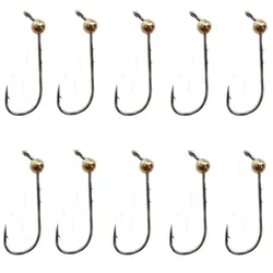 5pcs Mini Jig Head Hook Copper Head Hook Barbed Fishhook Trout Soft Worm Lure Jig Hook Fishing Tackle