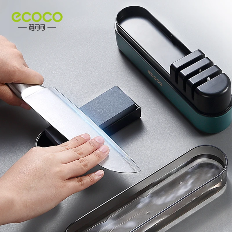 ECOCO Kitchen Sharpener Diamond Quick Sharpener Scissors Storage Bracket Blade Multi Functional Sharpening Stone Cooking Helper