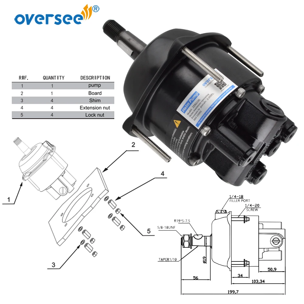 Oversee 50-100HP Hydraulic Steering Cylinder System Front Mount For Outboard Yatch From 50HP to 100HP Universal model