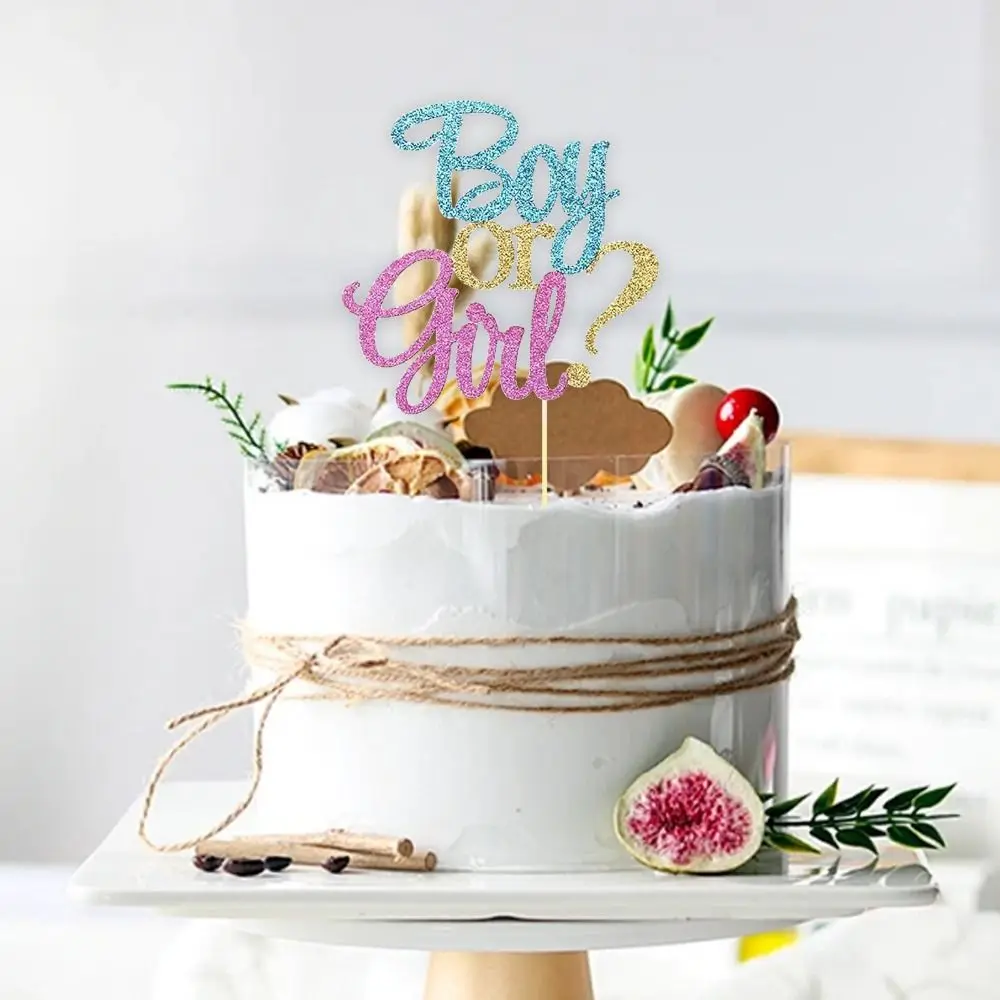 Dekoracje imprezowe Niebieski topper na tort Różowy brokat Baby Shower Kobiety