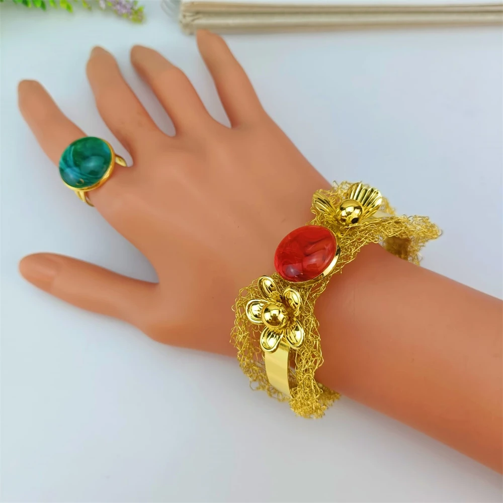 EMMA مجموعات مجوهرات ذهبية اللون فاخرة قلادة أقراط سوار خواتم مجموعات مناسبة لهدايا الزفاف النسائية