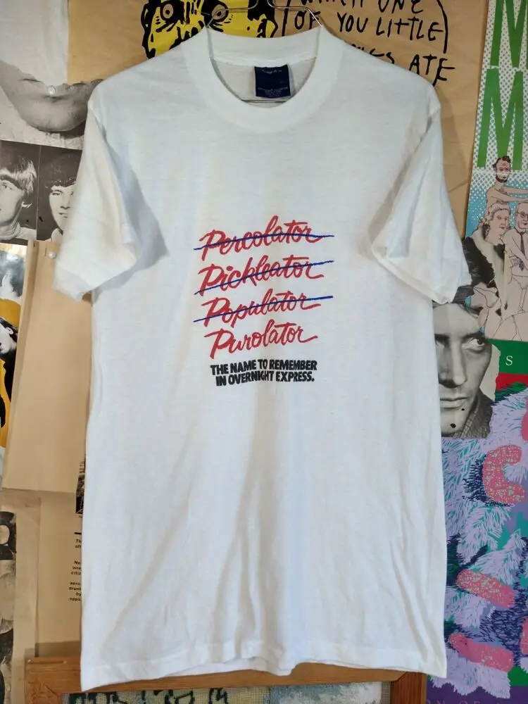 Vintage 80s Purolator Courier Delivery Service Funny T-shirt Fits Sz Mens S