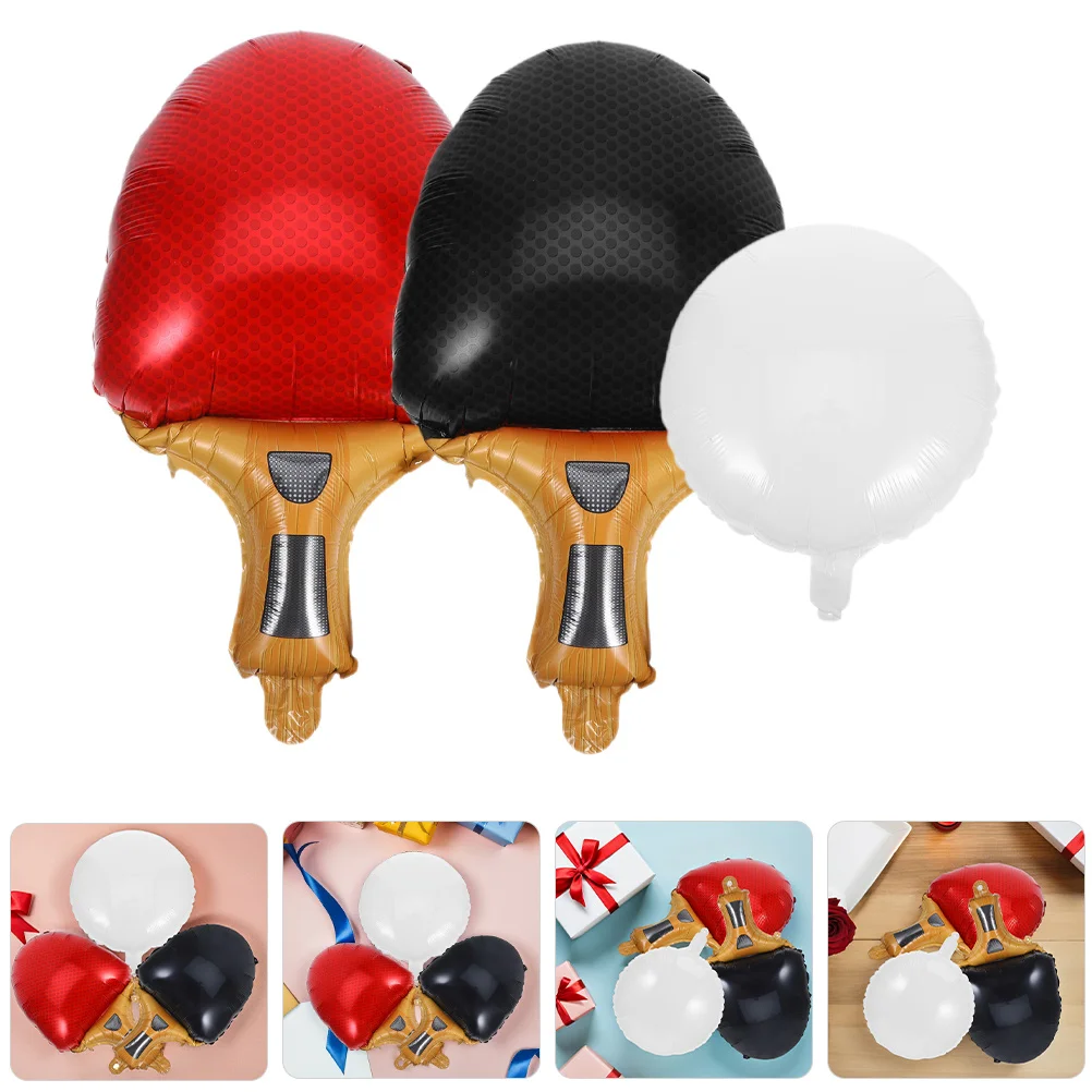 

9pcs Table Tennis Party Balloons Foil Sports Ball Racket Shape Decorations For Birthday Carnival Event Indoor Outdoor Reusable