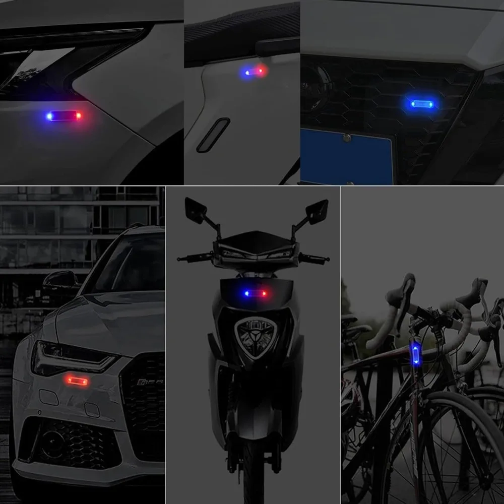 Solar Power Car Anti-theft LED Flashing Light Car Rear Collision Prevention Light Red-Blue Strobing Wireless Flash Warning Light