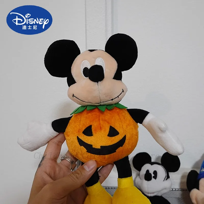 Kawaii Disney Halloween Mickey Mouse Doll In Pumpkin Clothes Action Figure Toys Mickey Accompanying Dolls Creative Kids Gifts