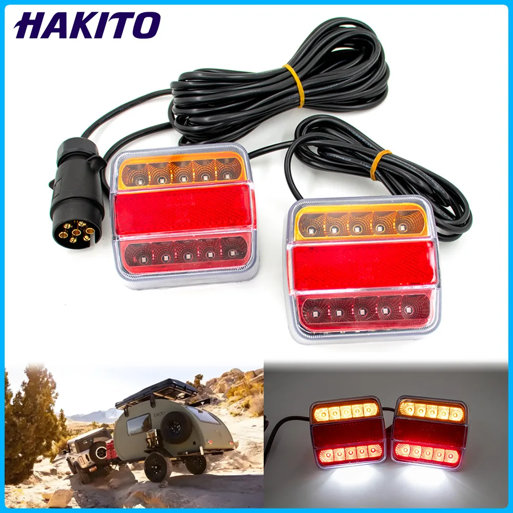 

1Set 12V EN 7Pin 10m Universal Rear Towing Tail Light LED Trailer License Number Plate Reflector Turn Signal Light Brake Lamp