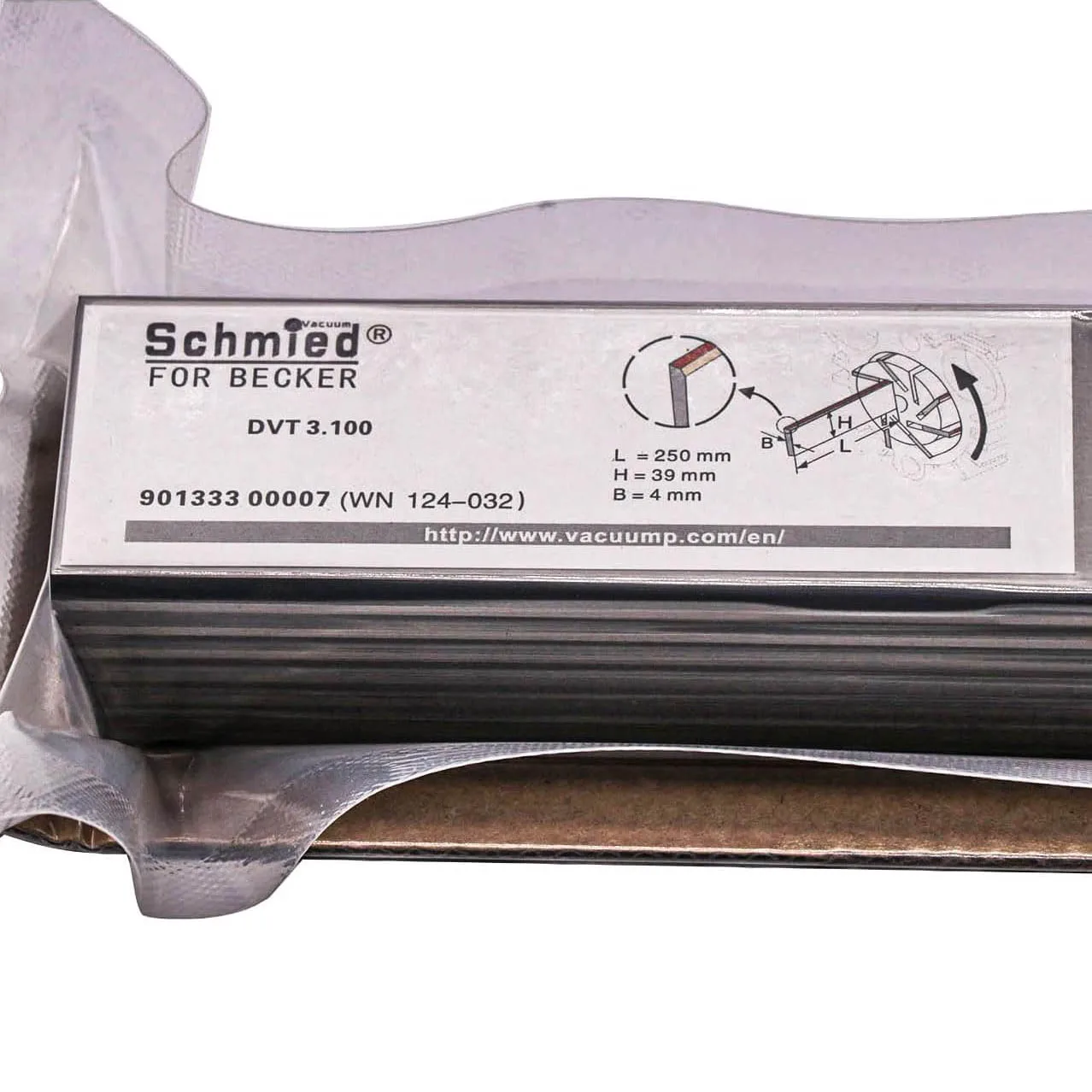 7 Pack Vane WN124-032 90133300007 for Becker Vacuum Pump DVT3.100, 250-39-4mm
