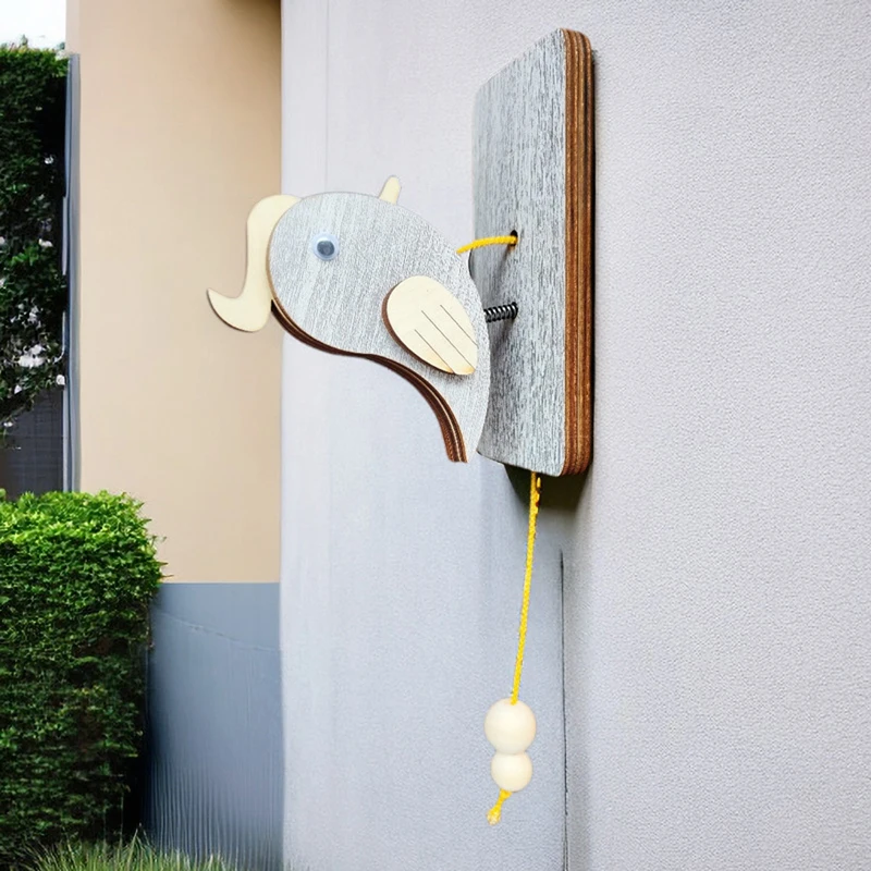 Woodpecker Knocker Wooden Doorbell  Interesting and Creative Entrance Decoration Handmade Bird Decoration Drawstring Doorbell