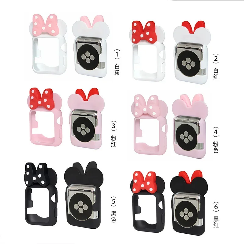 Disney minnie-Apple Watch用ソフトシリコンカバー,素敵な保護ケース,シェル,iwatch 3, 4, 5, 6, 38mm, 42mm, 40mm, 44mm