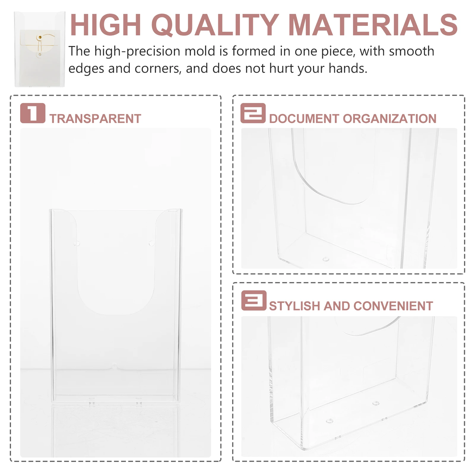 1 pc Wall Mounted Document Rack Transparent Storage Shelf Office File Organizer Wall Hanging Information Rack File Folder Holder