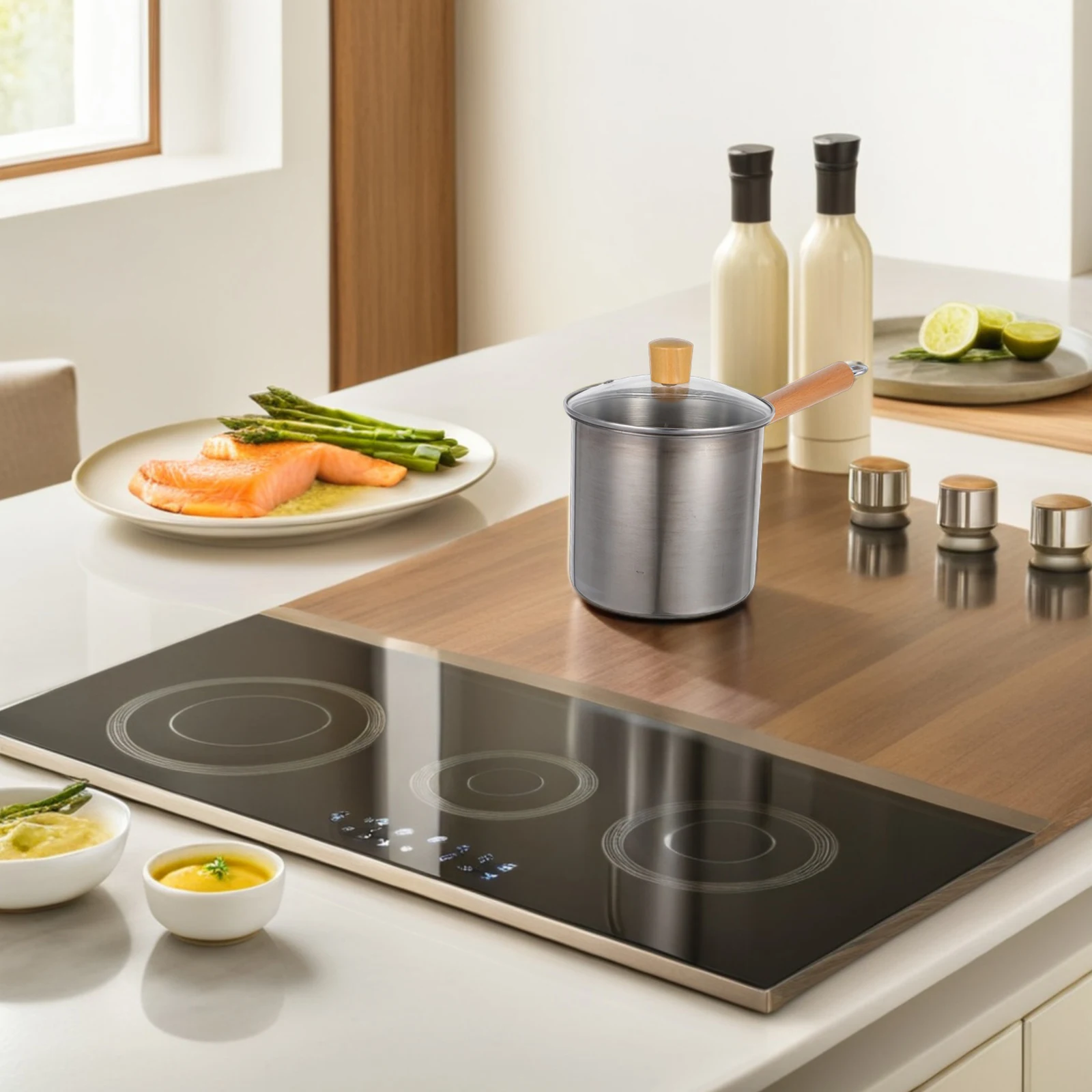 

3L Stainless Steel Deep Fryer Pot With Basket Oil Splatter Control Compact Multifunctional Kitchen Cookware For Home Use Frying