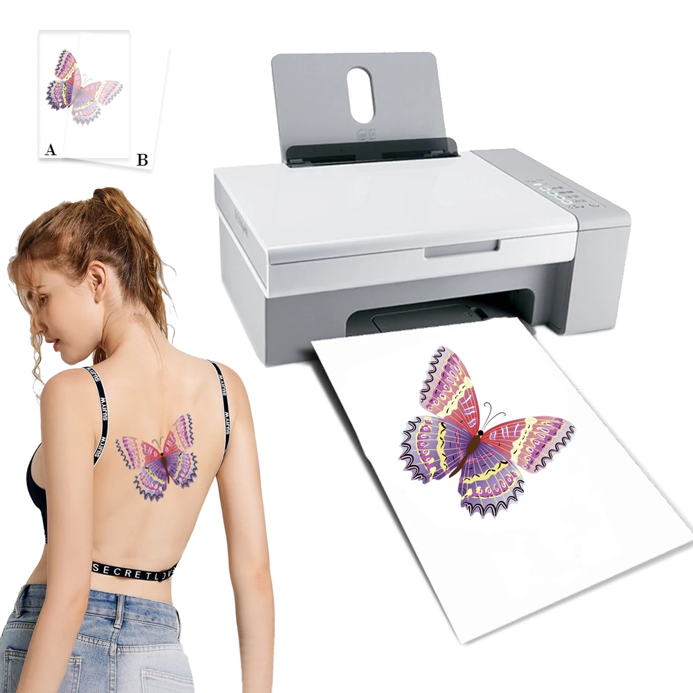 A4 Size Tattoo Sticker Transfer Paper Printable Transparent Temporary Tattoos Printing Paper For Laser&Inkjet Printer