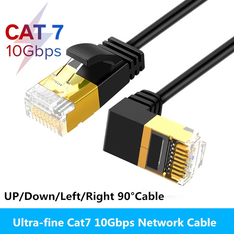 CAT7 Ethernet Cable RJ45 Right Left Up Down Angle UTP Network Cable Patch Cord 90 Degree 10Gbps Cat 7 Lan Cables OD 4.0mm